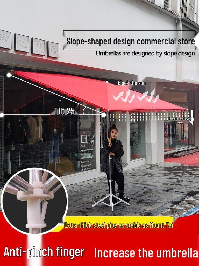 Складной уличный коммерческий солнцезащитный зонт с наклоном и козырьком