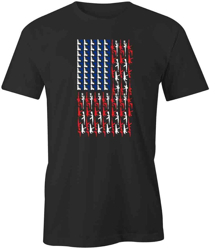 AMERICAN FLAG GUN TShirt Tee Short-Sleeved Cotton POLITICAL CLOTHING S1BSA650