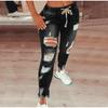 Эластичные рваные джинсы женские 2025 прямые джинсовые брюки женские с высокой талией универсальные повседневные джинсовые брюки новая уличная одежда