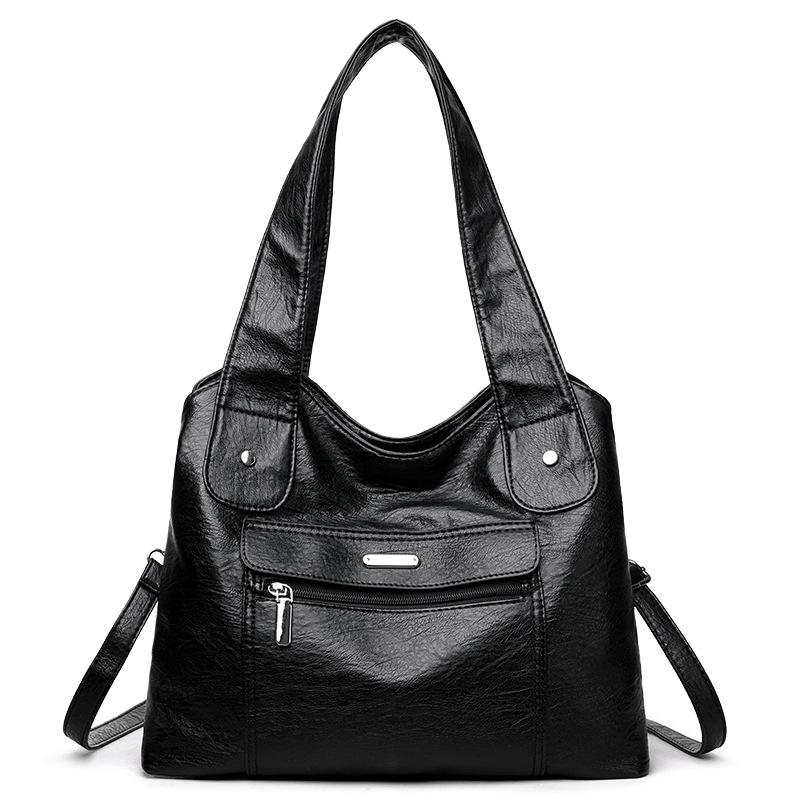 Вместительная сумка из мягкой кожи, модная женская повседневная наплечная сумка-тоут