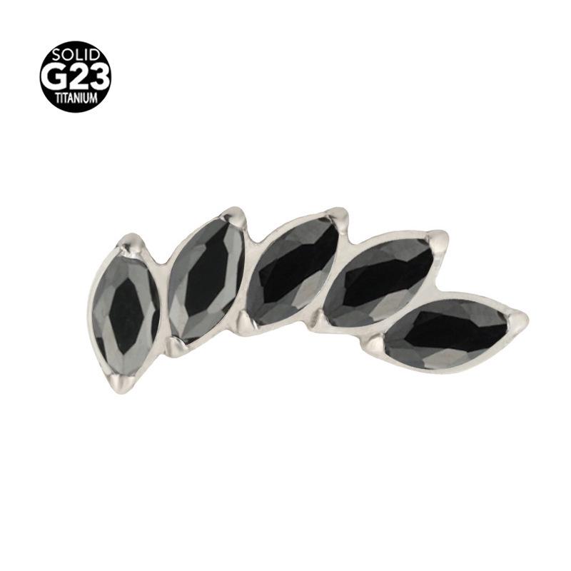 Серьги-пусеты из разноцветного циркония «Маркиза» – F-136 Титановый сплав для пирсинга губы и хряща уха.