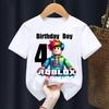 Новые детские футболки Roblox с мультяшными принтами, цифрами на день рождения, для мальчиков и девочек, повседневные, с коротким рукавом, летние топы, детская одежда