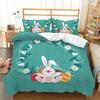 Easter Duvet Cover Set Queen King Size Colorful Easter Egg Bunny Themed Bedding Set Kids Boys Girls Room Decor 3 Pcs Super Soft