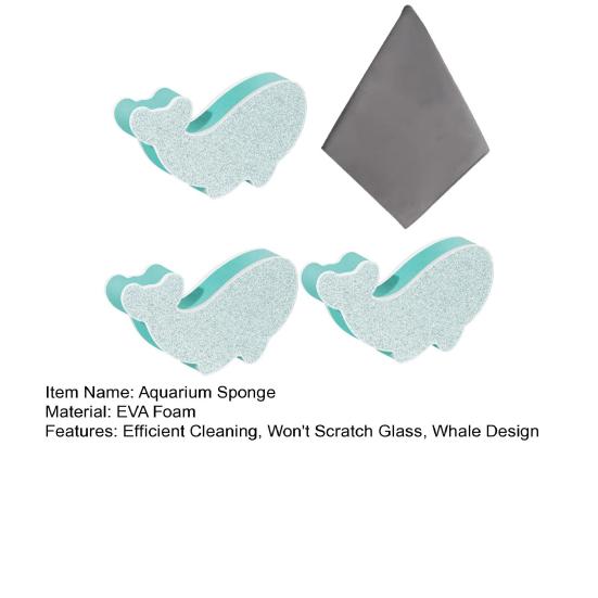 Aquarium Cleaning Sponge for Glass Walls Whale Shape Aquarium Scrubber Fish Tank Scraper Pad Cleaning Tool for Turtle Betta Tanks