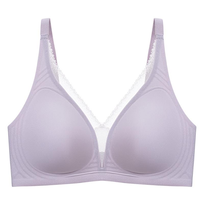 Seamless Lingerie Women's Semi-fixed Cup Gathering Bra for Breast Retraction and Anti-sagging Thin Design Without Underwire Push Up Bra