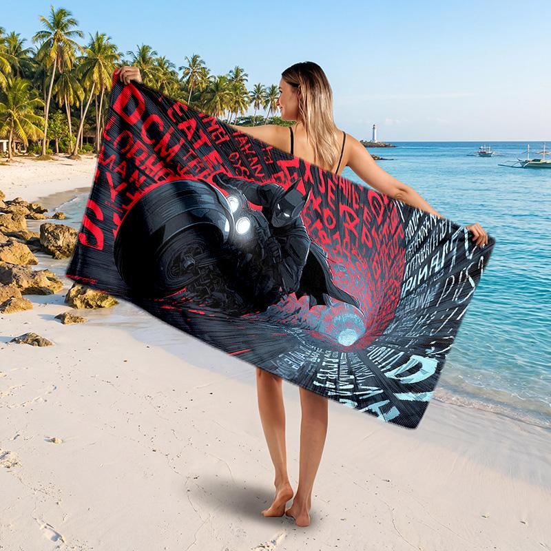 Batman Printed Swim Towel, Portable Water Absorbent Towel for Beach Camping Daily Bathroom Use