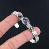 925 Sterling Silver Oval Natural Rainbow Mystic Topaz Wife Flower Bangle Jewelry