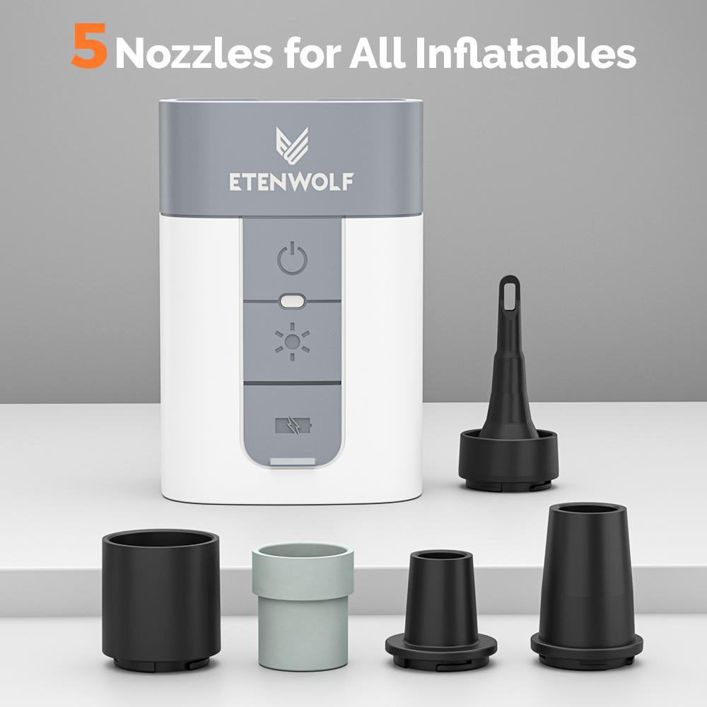 New ETENWOLF AIR 5 PRO Portable Air Pump 10400 mAh Inflator & Deflator 720 LPM 4X Quick Electric Air Pump for Pool Floats