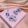 New Small Fragrance Earrings Micro-inlaid Tanzanite Temperament Sterling Silver Geometric Three-piece Jewelry Party Birthday