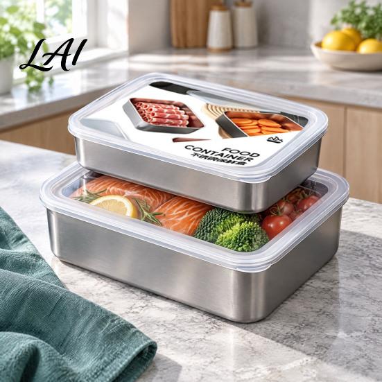 Versatile Airtight Storage for Pantry Stainless Steel Food Containers with Glass Lids Reusable Metal Keepers Leftovers Leakproof Kitchen Prep