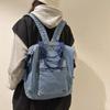 Denim Backpack Female Student Solid Color Schoolbag Travel Backpack