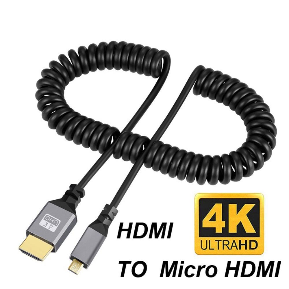 4K 60 Гц Микро Мини HDMI на HDMI Спиральный Кабель 0,5-2,4 м Гибкий HDMI-Совместимый Пружинный Кабель- удлинитель Штекер Папа на Папу