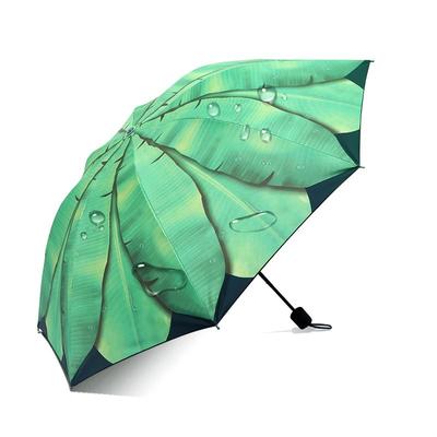 Зеленый Ins Дождь и дождь, солнцезащитный зонт двойного назначения, женский УФ-стойкий виниловый японский зонт с банановым листом, новый зонт в стиле ретро