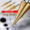 Hss Steel Titanium Coated Step Drill Bits 3-12mm 4-12mm 4-20mm Step Cone Cutting Tools Steel Wood Metal Drilling Power Set