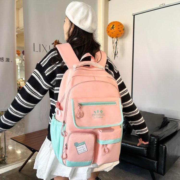 Schoolbag female ins high value cute bar versatile large capacity junior high school student schoolbag junior high school student backpack