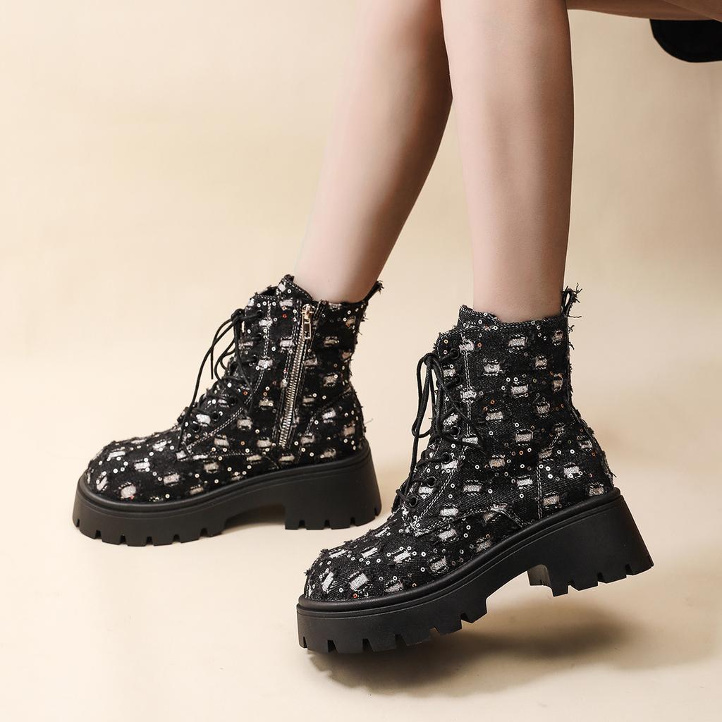 Женские ботинки на платформе до середины голени армейские ботинки женские цепи металлические украшения готические рейв-обувь аксессуары для косплея готическая обувь женская