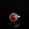 Регулируемое Открытое Кольцо Мужское Женское Винтажный Бохо Стиль С Полостями Геометрическое Позолоченное Камень Красный Агат