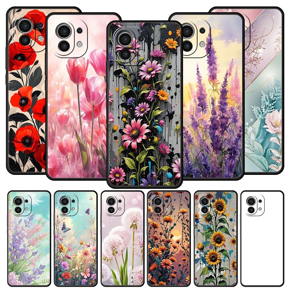 Чехол для телефона Cover для Xiaomi Mi 17 15 14 13 12 11 Ultra 15T 14T 13T 12T 11T Pro Lite 5G Мягкий ТПУ Capas Мультяшный Цветок Fundas Сумки