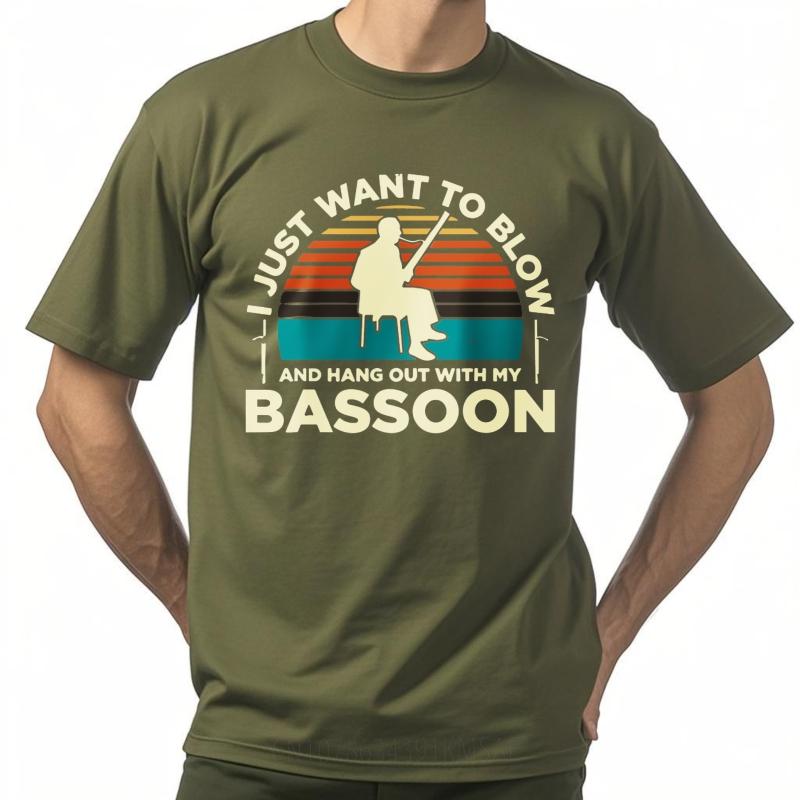 Casual Tee Street Wear Women O Neck t shirt Vintage I Just Want To Blow And Hang Out With My Bassoon Comfort Men Teeshirt