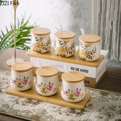 Американский ретро керамический набор банок для специй для ресторана, кухни, баночки для хранения приправ, домашний креативный набор банок для соли и перца