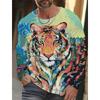 Design Trendy Men's Animal 3D Digital Printed Men's Round Neck Long Sleeved T-shirt Casual American T-shirt