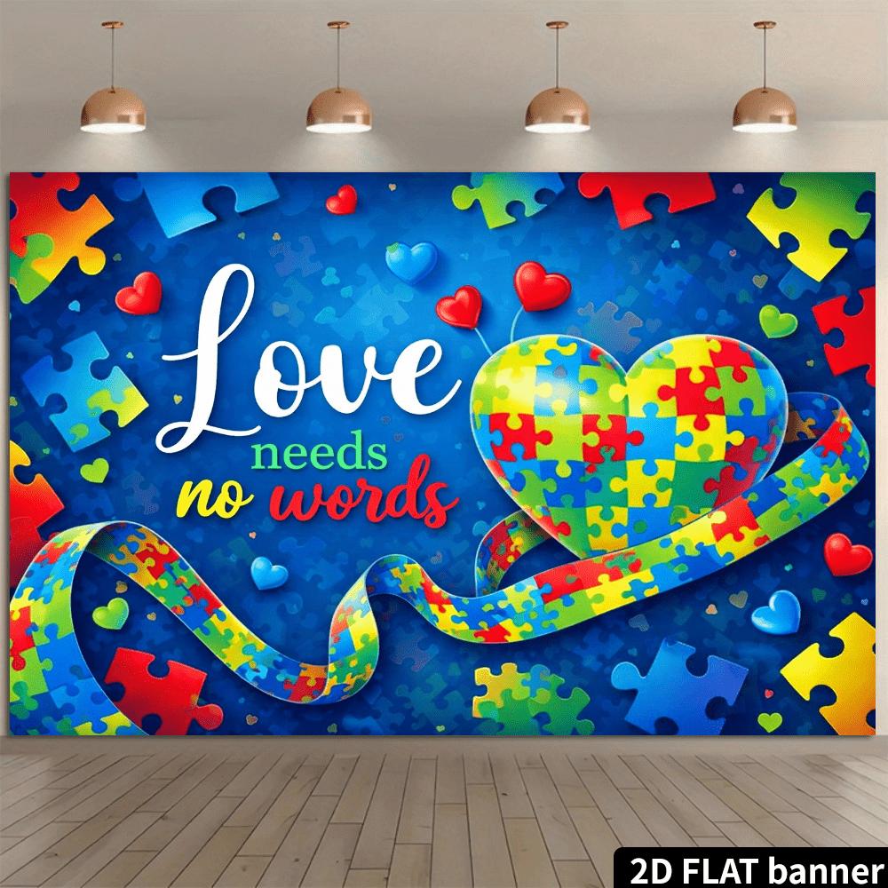 Aesthetic Love Needs No Words Puzzle Heart Tapestry Wall Decor Mural Blanket Art Print Romantic Home Decoration Gift