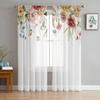 Spring Flower Rose Sheer Curtains for Bedroom Living Room Decoration Window Curtain for Kitchen Tulle Voile Organza Drapes