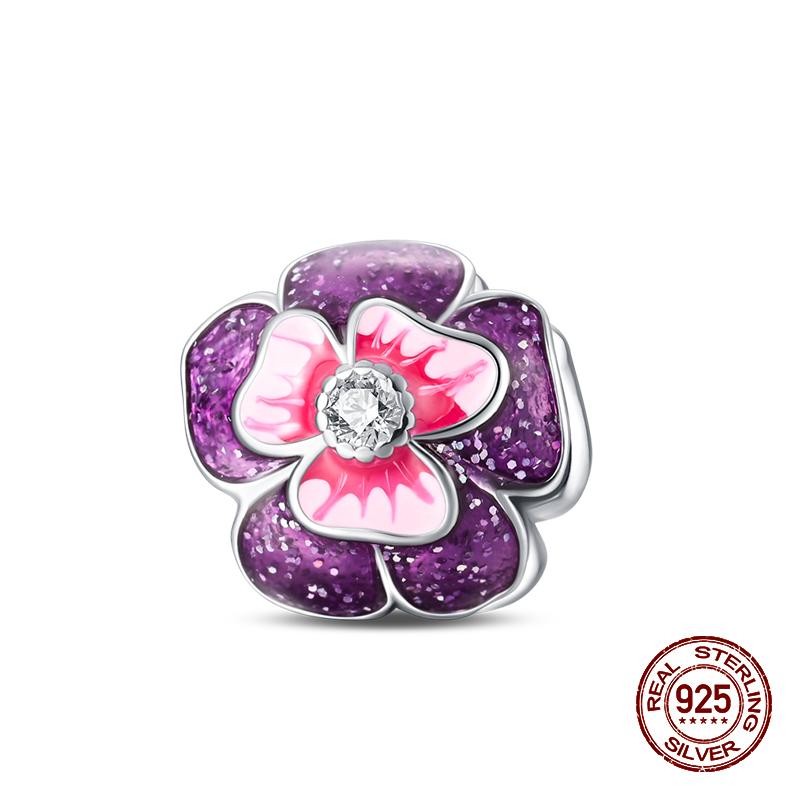 925 Sterling Silver Butterfly Tulip Iris Flower Charms Beads Fit 925 Original Bracelets Fine DIY Valentine Jewelry Gifts