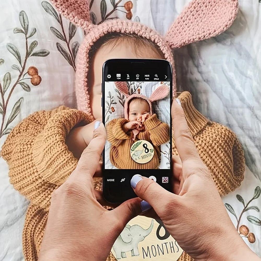 7pcs Cute Wooden Milestone Cards Jungle Animals Theme Announcement Sign  Baby