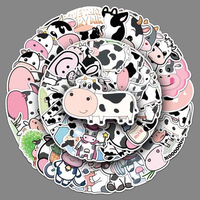 50 Наклеек-дудлов с коровами, Персонализированные мультяшные украшения с животными, Наклейки для мобильного телефона, стакана для воды, жевательной резинки, Креативные наклейки