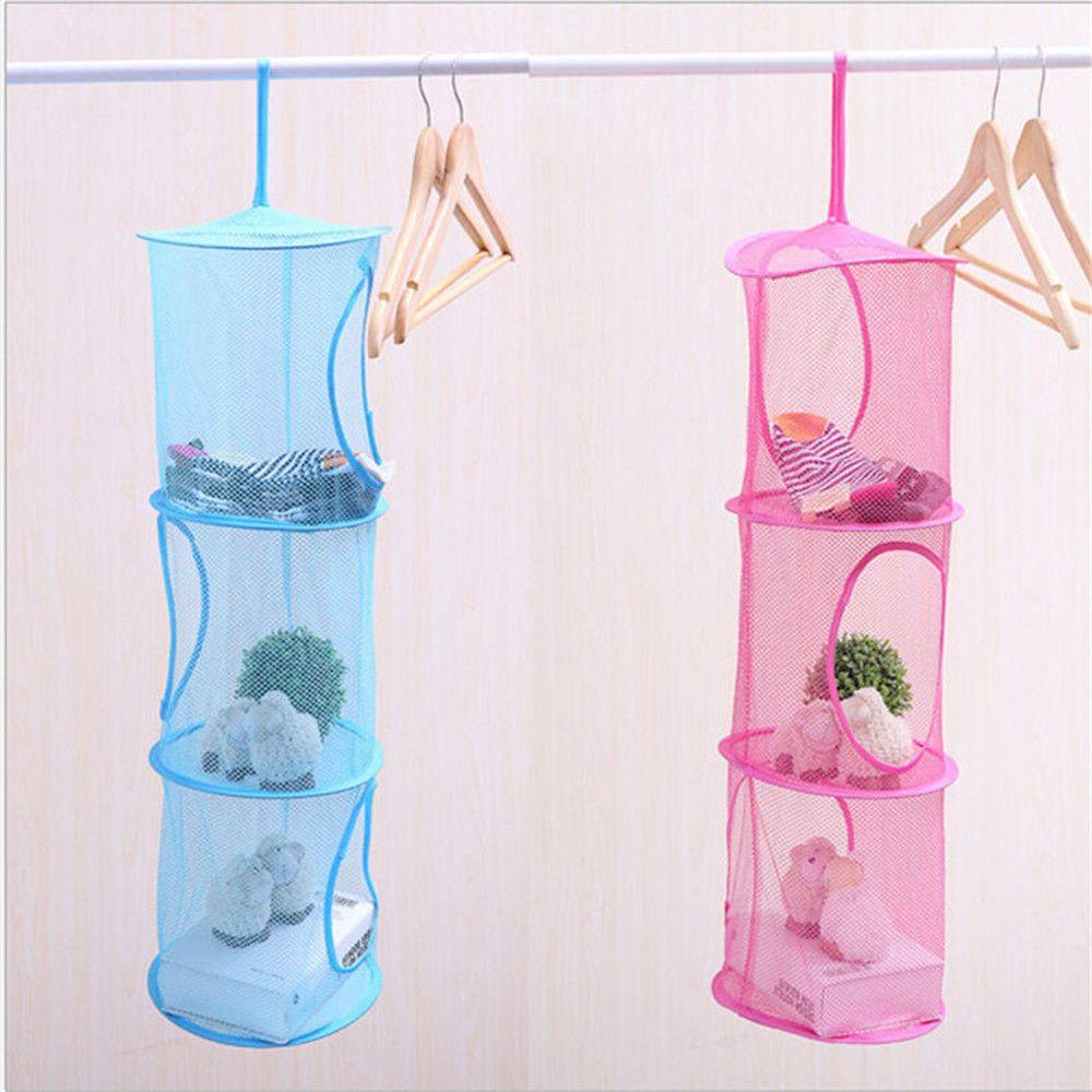 Net 3 Shelf Door Holder Storage Basket Hanging Bag Toy Storage Organizer Closet Hanger