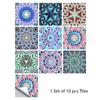10pcs/set Mandala Style Crystal Hard Tiles Ceramics Wall Sticker Kitchen Wardrobe Home Decor Art Mural Peel & Stick Wall Decals