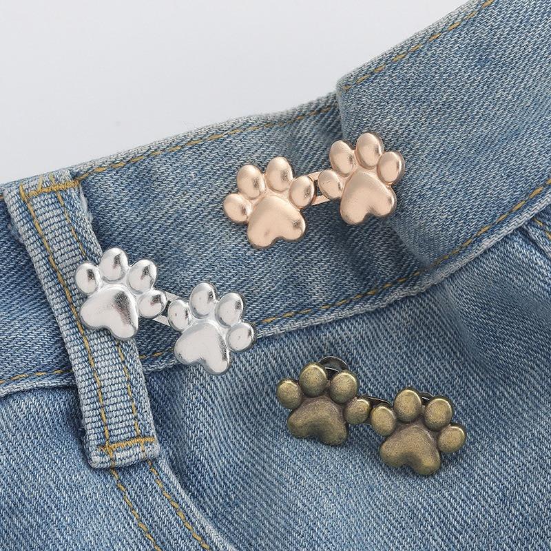 Cute Cat Claw Tighten Waist Buckle Metal Brooches Pins Clip Adjustable Snap Button Jeans Buttons Detachable Clothing Accessories