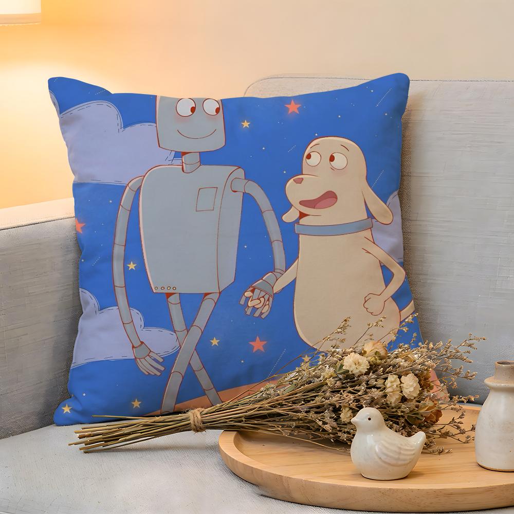 Cushion Cover Linen SkinFriendly Soft Decorative Case for Sofa Home Decor Healing RRobot Dreams Anime Pillow cover