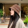 Exquisite Korean suede big head circumference bucket hat women's autumn and winter sunshade versatile plain face small fashion basin hat