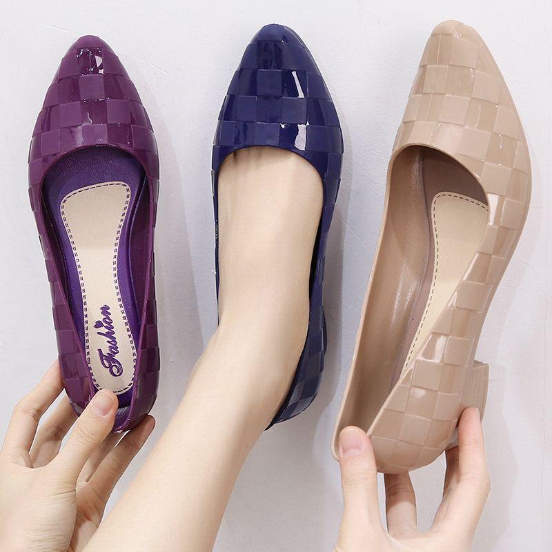 Модная непромокаемая обувь, непромокаемая обувь, женские летние прозрачные туфли, прозрачные туфли, нескользящие нескользящие непромокаемые туфли с неглубоким носком