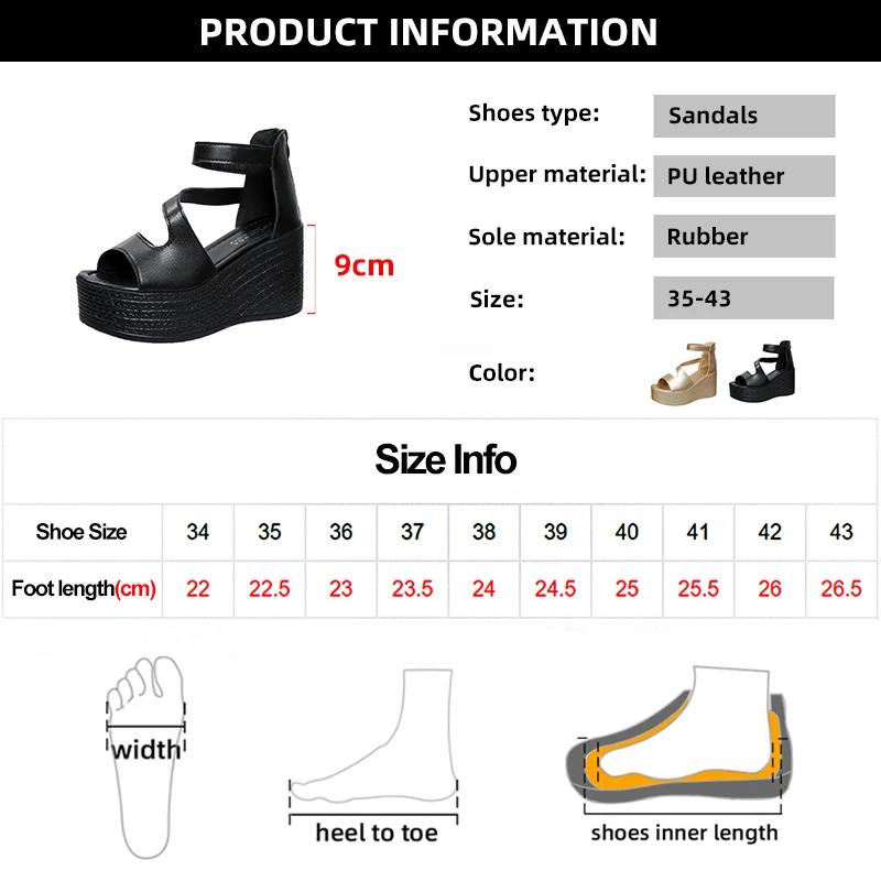 Fashion Women's Peep Toe Chunky Platform Sandals Ankle Strap Wedge Heel Gladiator Sandals for Women 2025 Summer Thick Bottom Beach Shoes