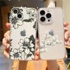 Для iPhone 15 16 14 13 12 11 Pro Max XS X XR SE 7 8 Plus мягкий Силиконовый Прозрачный Чехол Цветок Роскошный Чехол для Телефона