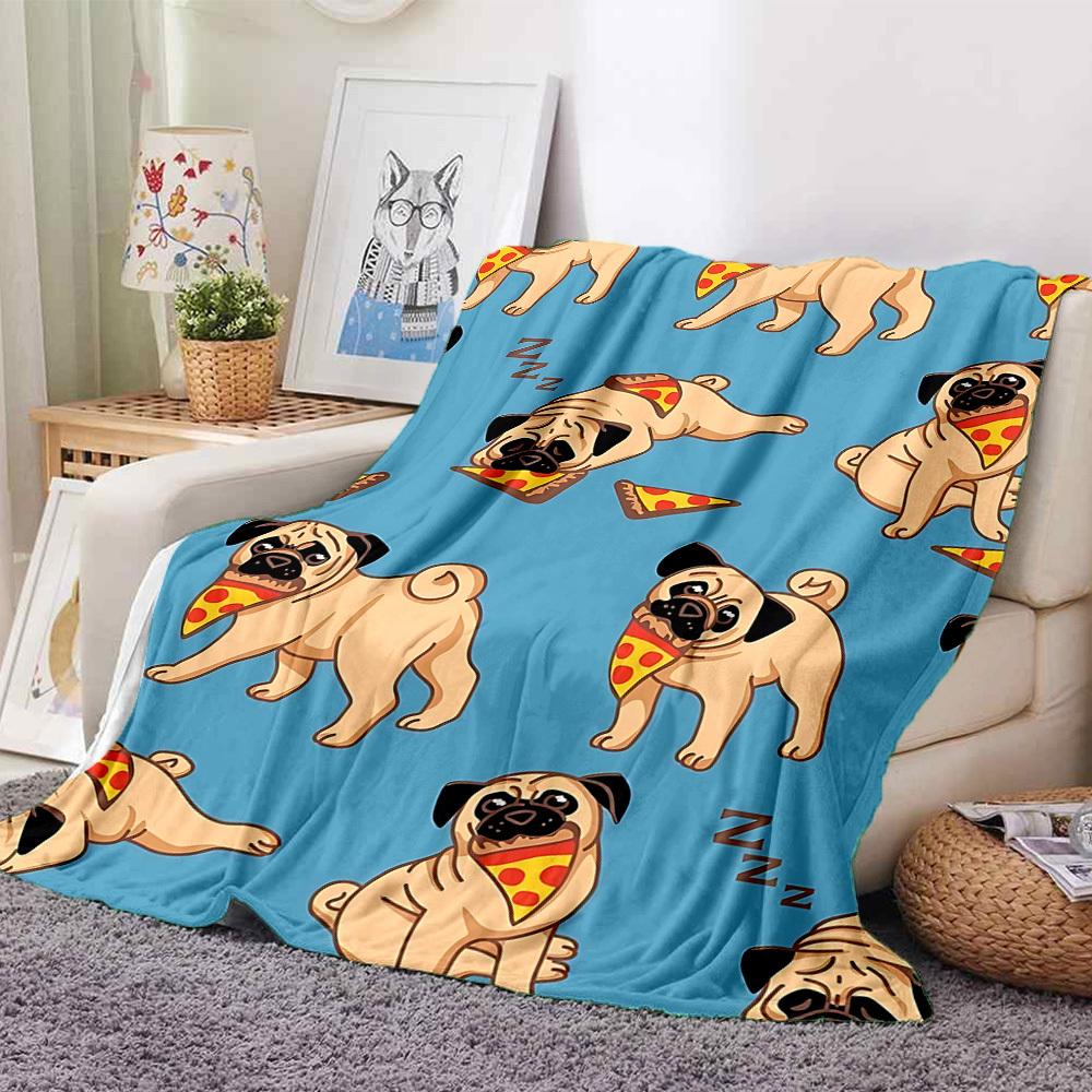 1pc Pug, Pizza Blanket Warm, Cozy, And Soft, Suitable for Sofas, Beds, Cars, And Office Use.Perfect for Camping And Travel, Making It a Great Gift for