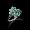 Light Luxury 925 Sterling Silver Women's Ring Real Gemstone Natural Oval Emerald Fine Jewelr for Daily Wear or Anniversary Gifts