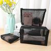 1/3pcs Black Mesh Bags Clear Cosmetic Stationery Wash Toiletry Zipper Pouch Small Large Portable Travel Organizer Makeup Bag