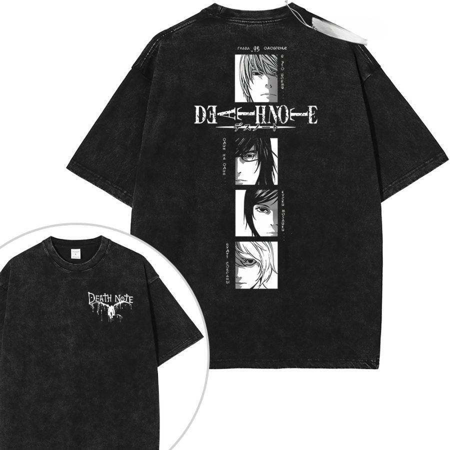 Death Note Vintage Loose Washed Tshirt personality Clothes Suitable for all seasons Retro Fashion Streetwear Trendy Couples tee