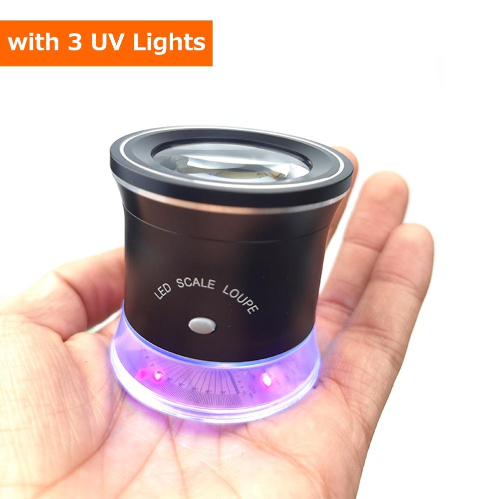 USB Charging Illuminated Magnifier 30X Magnification Cylindrical Magnifier Jewelry Appraisal