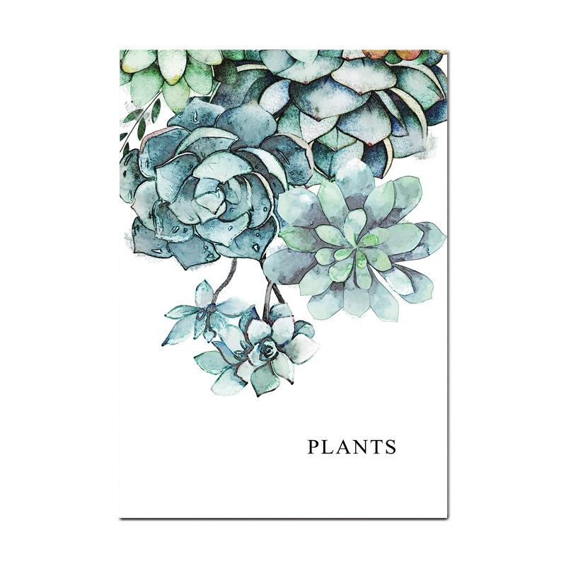 Акварельные растения, скандинавская современная простая ручная роспись кактуса для ресторана, декоративный рисунок, холст, картина, настенное искусство, безрамное