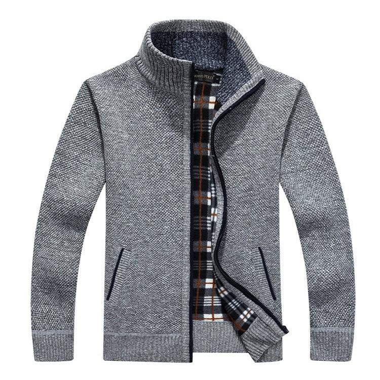 Мужской зимний кардиган, пальто, удобрение для увеличения, плюс бархатный толстый свитер