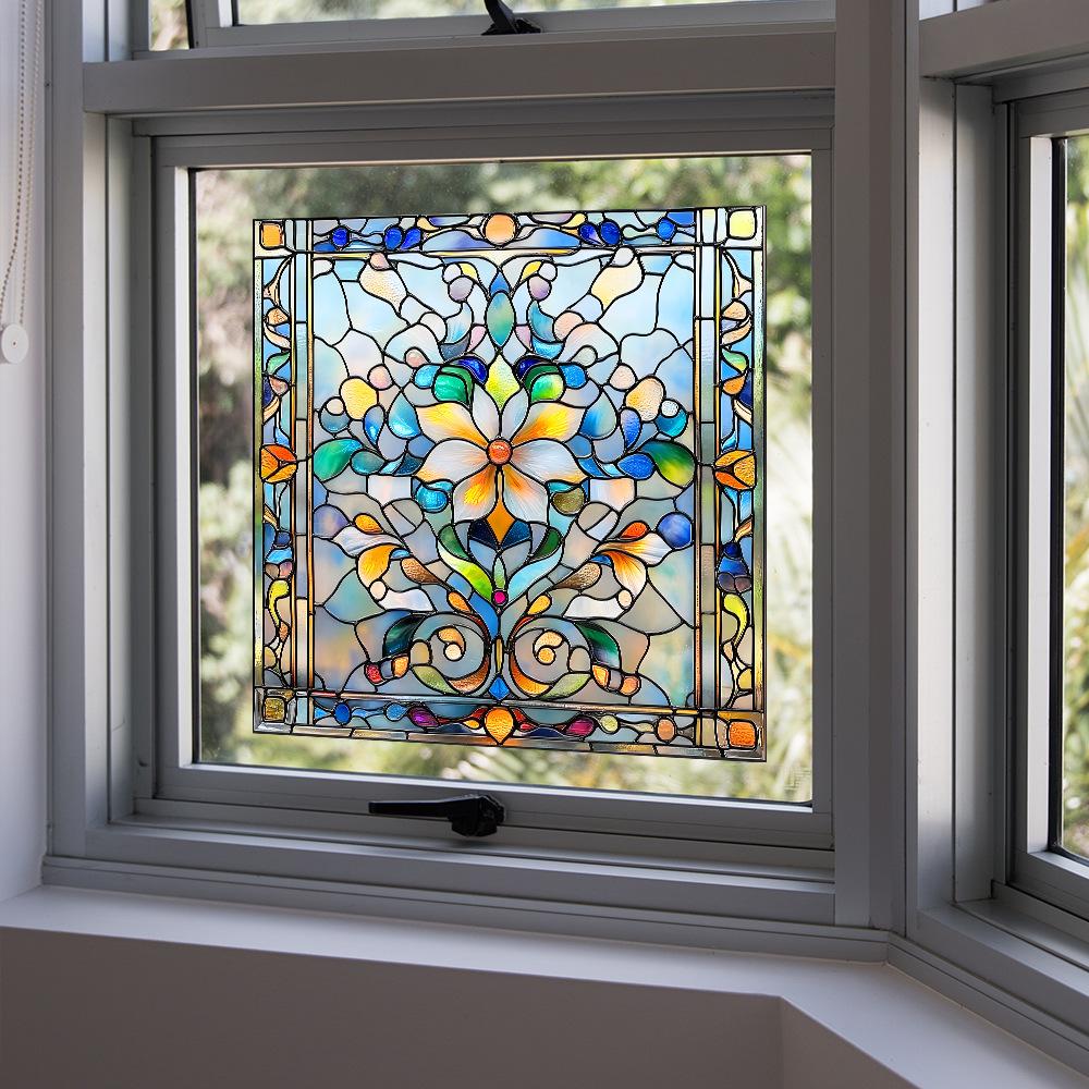 Двусторонние цветные балконные стеклянные окна с ретро-узором, украшение и декор, электростатические оконные наклейки