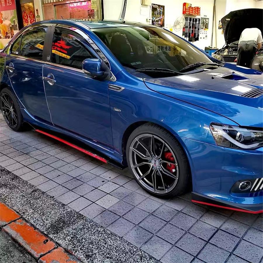2M Glossy Black Red PP Car Side Skirt Extensions Universal Modified Splitters
