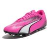 Puma Ultra Play Круглый носок Шнуровка MG (Резиновый короткий стержень) Футбольные бутсы Мужские Футбольные бутсы Розовые Черные Белые 107764-01