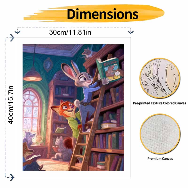 Disney Digital Oil Painting Art Kit Zootopia Library Scene Handmade Coloring Painting Home Decor