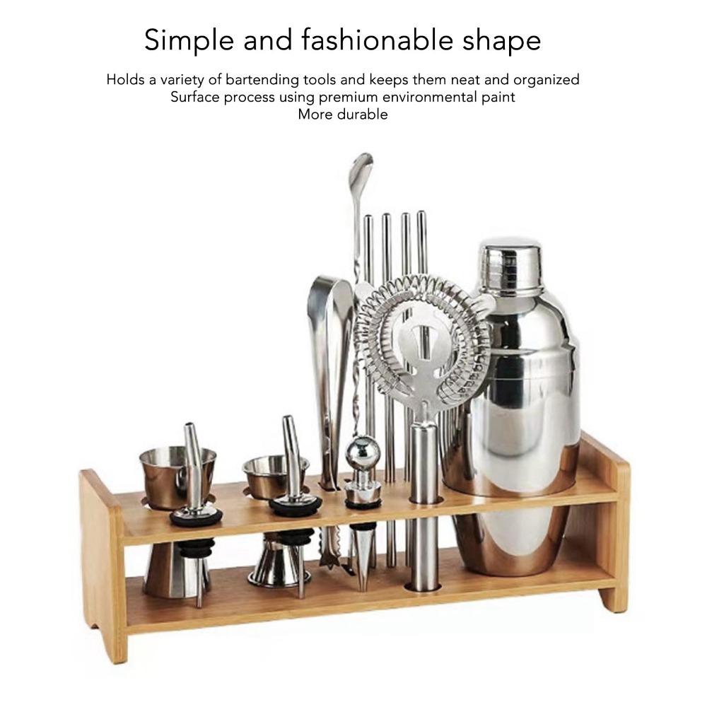 Easy Storage Bar Tool Organizer Wood Bartender Set Stand Portable Bartending Tool Holder Home